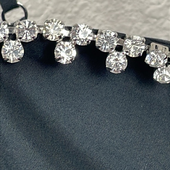 AREA Crystal Embellished Handkerchief Bandeau Crop Top Black Sz L - Picture 5 of 16